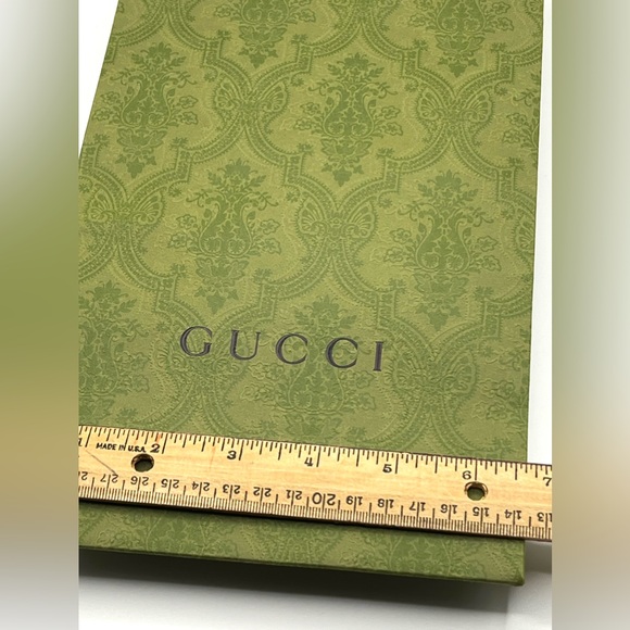 Gucci EMPTY Green Shopping Gift Tote Bag with Handles Floral Pattern 11.2x6.5x2" - Picture 6 of 7